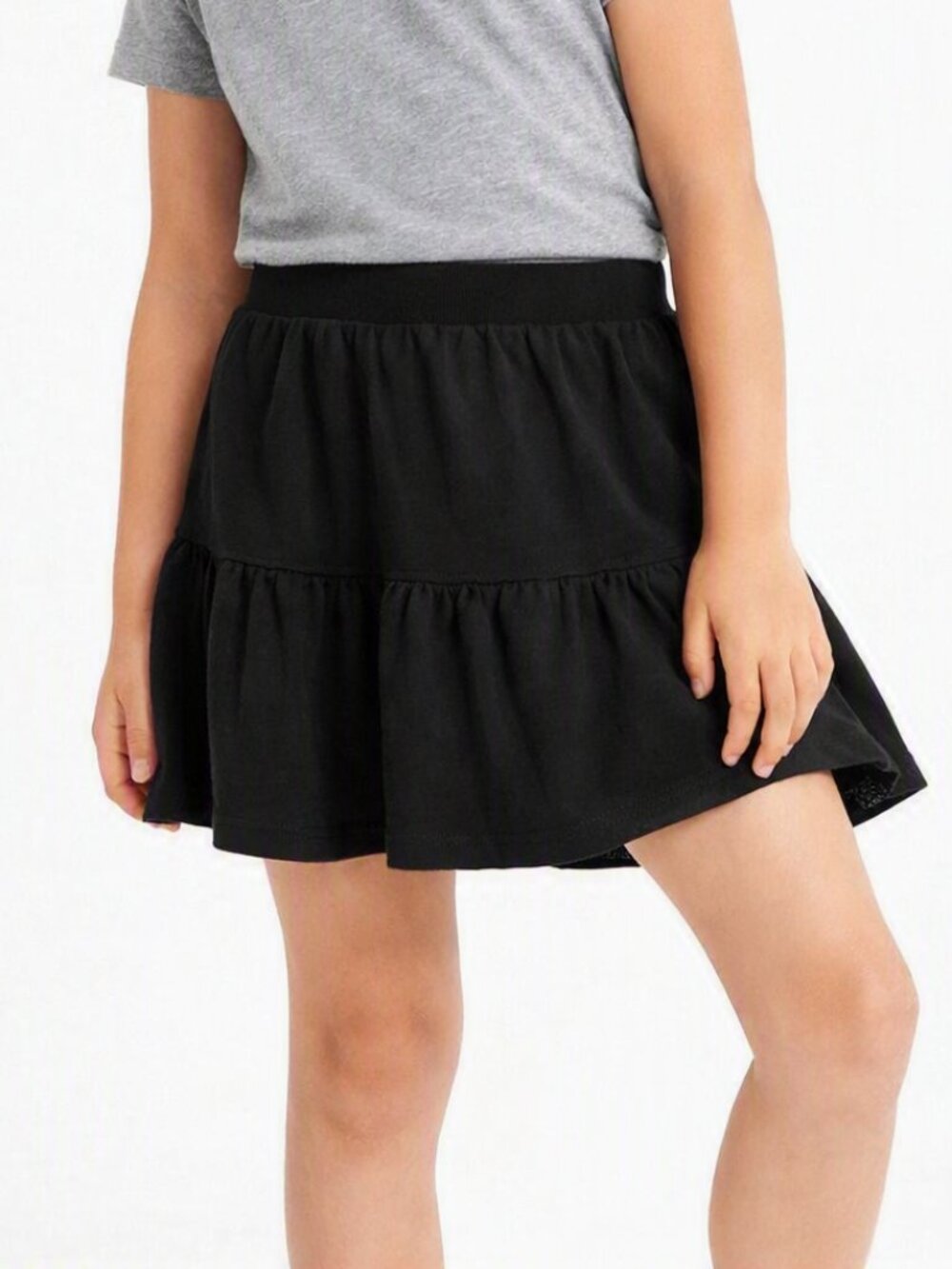 Cat & Jack Girls Tiered Skort Black Elastic Waist Size 6